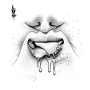 female lips wet liquid dripping tattoo design idea