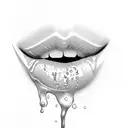 female lips wet liquid dripping tattoo design idea