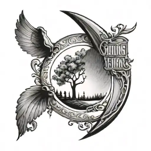 A crescent moon with a teacher's silhouette inside, representing the guiding light of education tattoo design idea