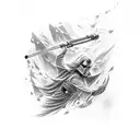 Starwars Anakin lightsaber surrounded by seaweed and sea animals swimming around tattoo design idea