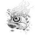 Starwars Anakin lightsaber surrounded by seaweed and sea animals swimming around tattoo design idea