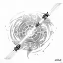 Starwars Anakin lightsaber surrounded by seaweed and sea animals swimming around tattoo design idea