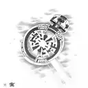 Starwars Anakin lightsaber surrounded by seaweed and sea animals swimming around tattoo design idea