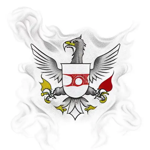 Albanian flag with smoke and flames tattoo design idea