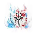 Albanian flag with smoke and flames tattoo design idea