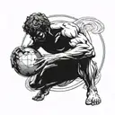 Incorporate a Greek mythology theme with a powerful image of Atlas holding up the world, symbolizing your strength and determination in your fitness journey tattoo design idea