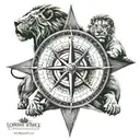 compass rose on a compass and lion king tattoo design idea