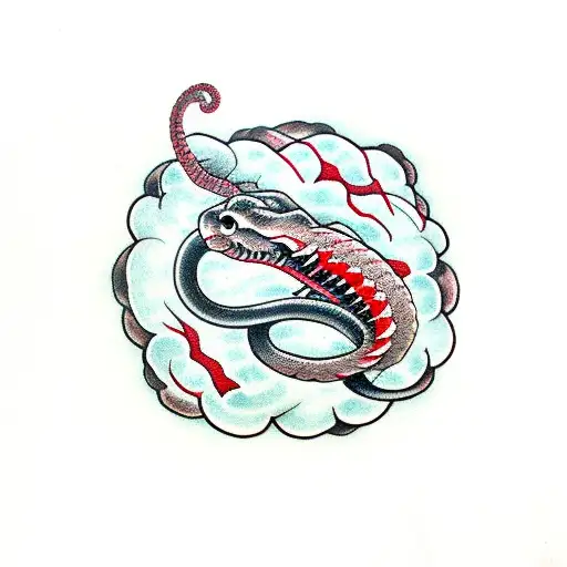 japanese snake outline tattoo design idea