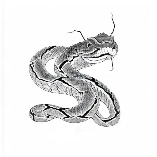japanese snake outline tattoo design idea