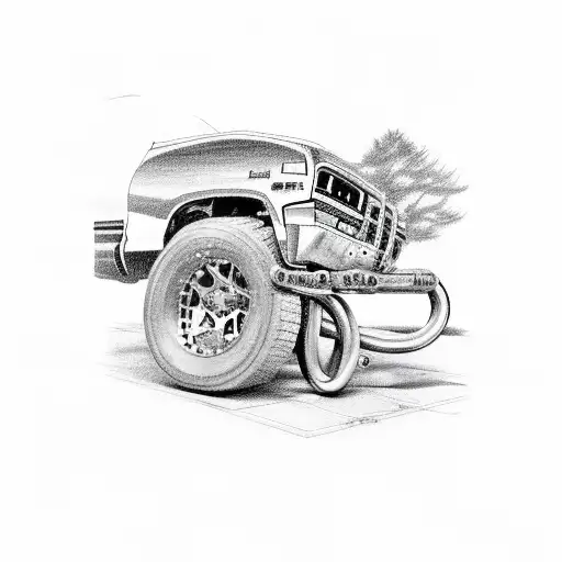 1999 Dodge Ram 2500 with 2 horse shoes in back tattoo design idea