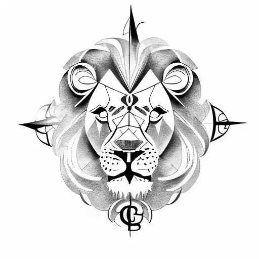 bible verse, lion, lamb and compass tattoo design idea