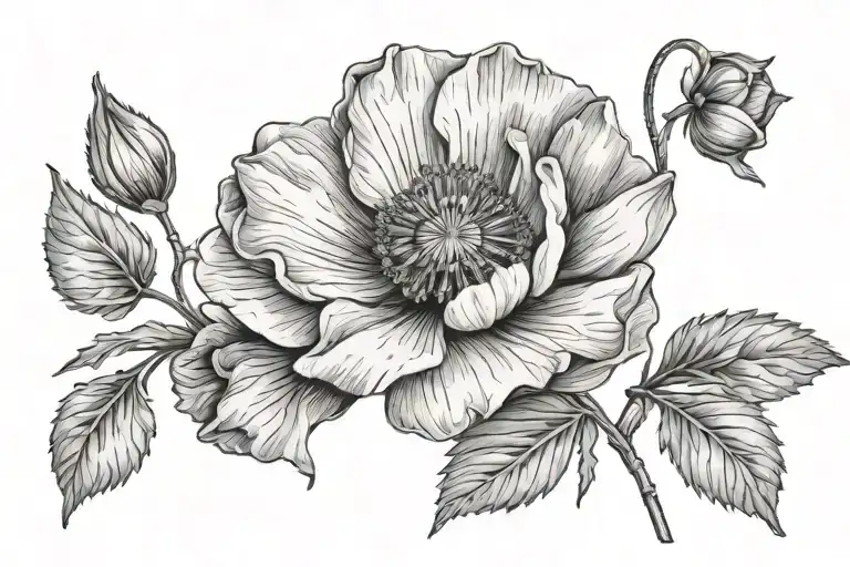 botanical shoulder tattoo sun poppy flower  tattoo design idea