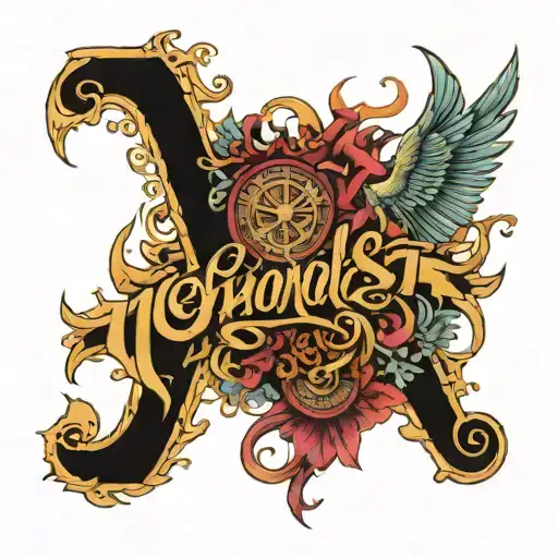 sine text with maximalist details  tattoo design idea