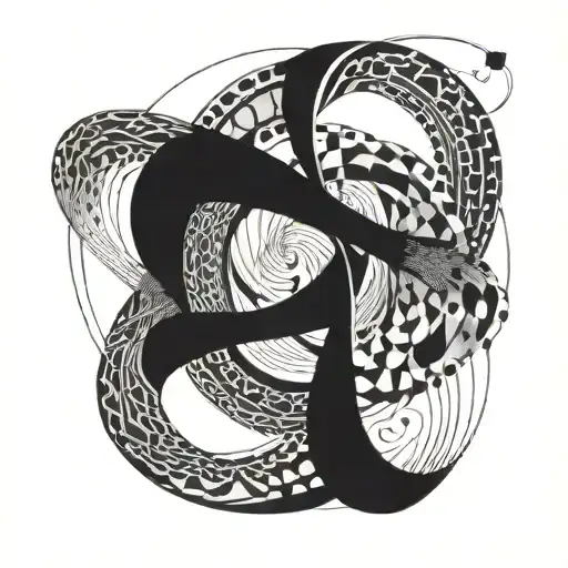 swirling galaxy, geometric shapes, emptiness, mobius strip tattoo design idea