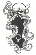 skull octopus holding an angler fish tattoo design idea