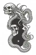 skull octopus holding an angler fish tattoo design idea