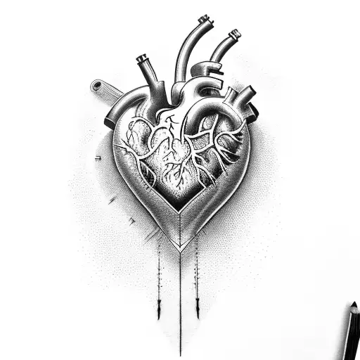 heart surgery with scalpel tattoo design idea