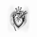 heart surgery with scalpel tattoo design idea