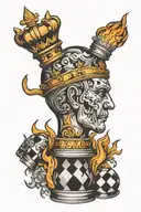 chess king piece fire coming tattoo design idea