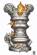 chess king piece fire coming tattoo design idea