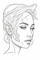  abstract elf with-woman front-face under water tattoo design idea