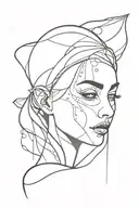 abstract elf with-woman front-face under water tattoo design idea