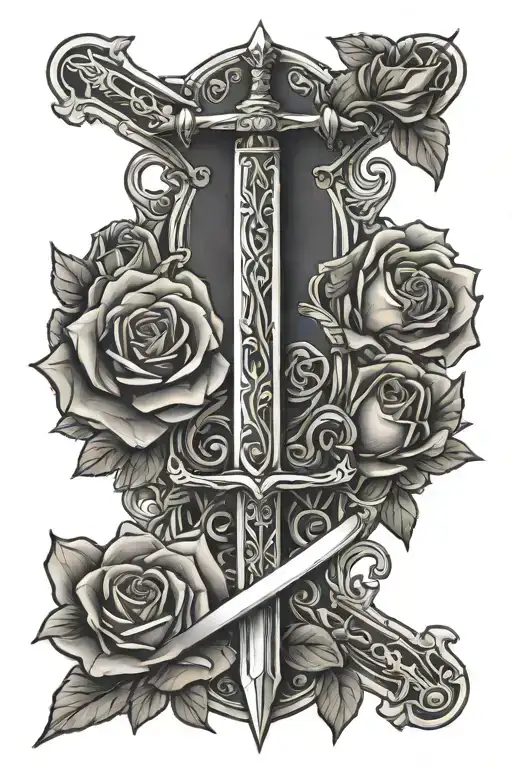 zelda sword with roses   tattoo design idea