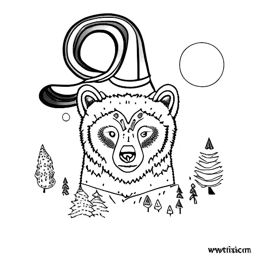 bears cats and rainbows in a forest tattoo design idea