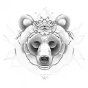 A bear hugging a lotus flower, symbolizing peace and strength tattoo design idea