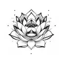 A bear hugging a lotus flower, symbolizing peace and strength tattoo design idea