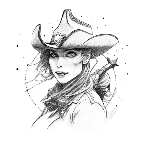 cowgirl riding bomb tattoo design idea