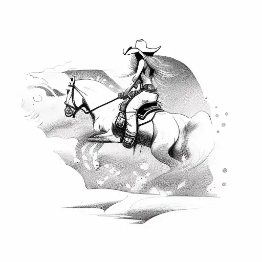 cowgirl riding a bomb tattoo design idea