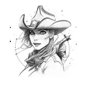 cowgirl riding bomb tattoo design idea