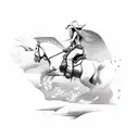 cowgirl riding a bomb tattoo design idea