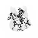 cowgirl riding a bomb tattoo design idea