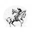 cowgirl riding a bomb tattoo design idea