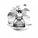 cowgirl riding a bomb tattoo design idea