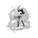 cowgirl riding a bomb tattoo design idea