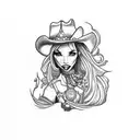 cowgirl riding a bomb tattoo design idea