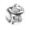 cowgirl riding a bomb tattoo design idea