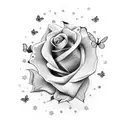 2 Roses with stars and butterflies around tattoo design idea