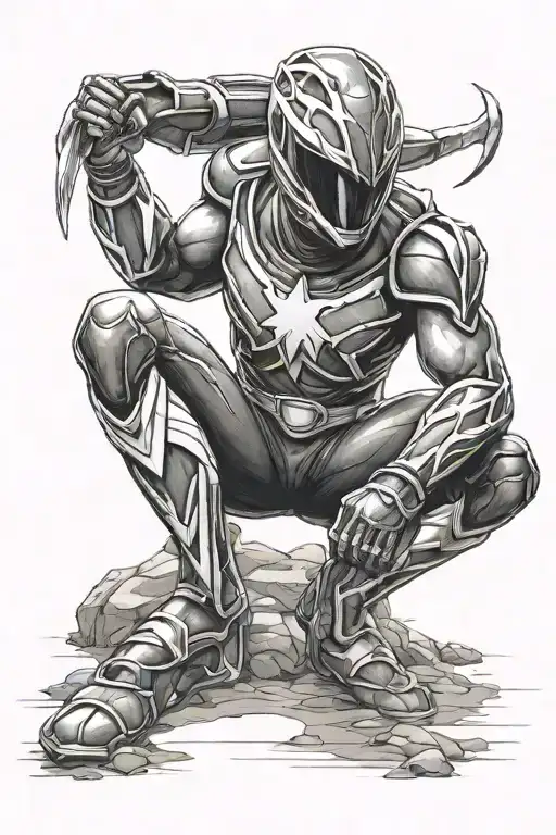 power ranger walking away make friends sitting alone tattoo design idea