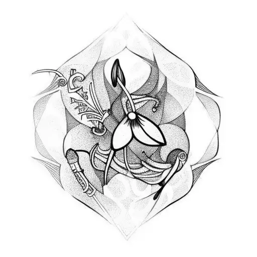 snowdrop flower and Capricorn zodiac  tattoo design idea