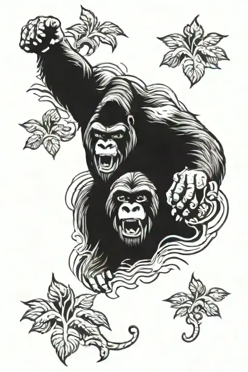 gorilla roaring tattoo design idea