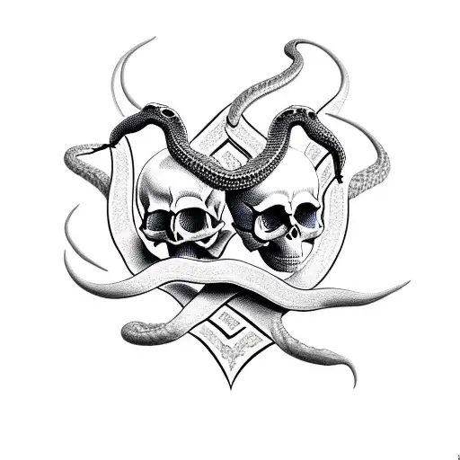 skull with snake and scorpion tattoo design idea