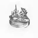  A captivating abstract representation of the blacksmith's legacy in a tattoo design. The concept explores bold, fluid f tattoo design idea