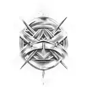  A captivating abstract representation of the blacksmith's legacy in a tattoo design. The concept explores bold, fluid f tattoo design idea