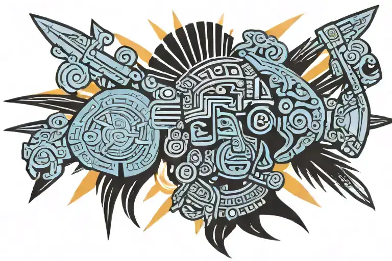 inca warrior with sun tattoo design idea