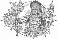inca warrior with sun tattoo design idea