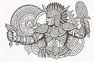 inca warrior with sun tattoo design idea